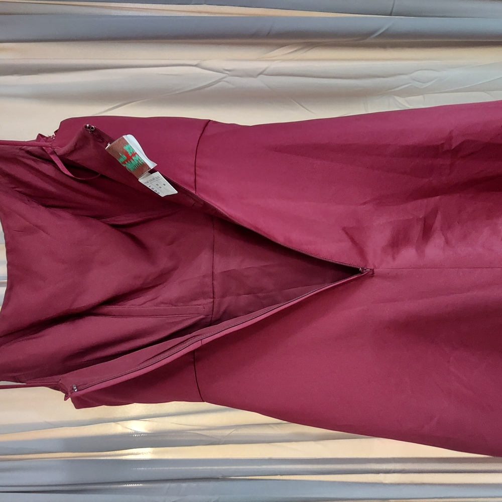 Vintage Maroon Runched Sheath Formal Dress With Spaghetti Straps/Matching Purse - Picture 10 of 14